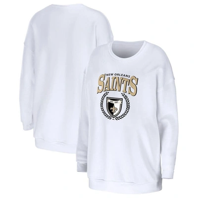 Shop Wear By Erin Andrews White New Orleans Saints Oversized Pullover Sweatshirt