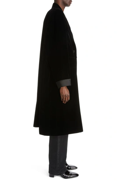 Shop Saint Laurent Oversize Velvet Topcoat In Noir