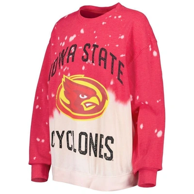 Gameday Couture Cardinal Iowa State Cyclones Twice As Nice Faded Dip-dye Pullover Sweatshirt In Crimson