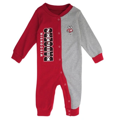 Shop Outerstuff Infant Red/heather Gray Wisconsin Badgers Halftime Two-tone Sleeper