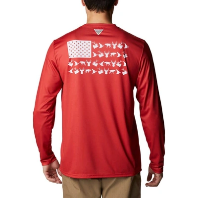 Shop Columbia Scarlet Nebraska Huskers Terminal Shot Omni-shade Omni-wick Long Sleeve T-shirt