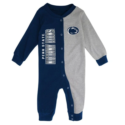 Shop Outerstuff Infant Navy/heather Gray Penn State Nittany Lions Halftime Two-tone Sleeper