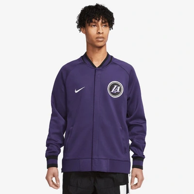 Shop Nike Gray/white Los Angeles Lakers 2022/23 City Edition Showtime Thermaflex Full-zip Jacket In Purple
