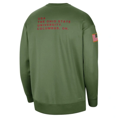 Shop Nike Olive Ohio State Buckeyes Military Collection All-time Performance Crew Pullover Sweatshirt
