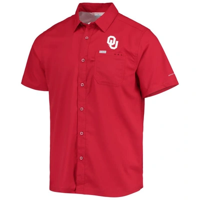 Shop Columbia Pfg Crimson Oklahoma Sooners Slack Tide Camp Button-up Shirt