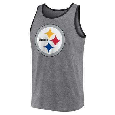 Shop Fanatics Branded  Heather Gray Pittsburgh Steelers Primary Tank Top