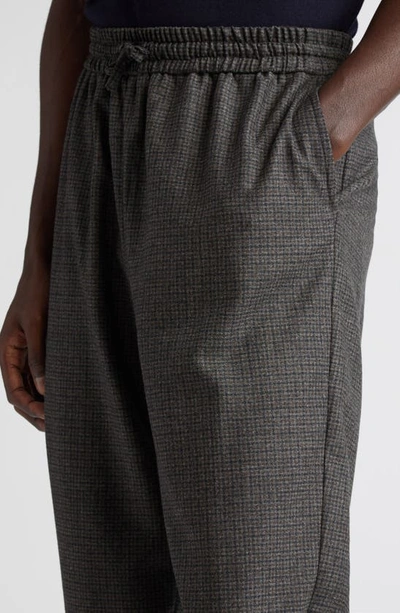 Shop De Bonne Facture Check Drawstring Wool Trousers In Forest Puppytooth