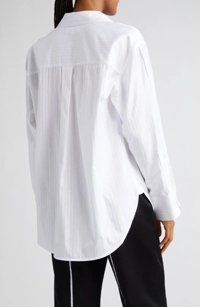 Shop Victoria Beckham Cuff Detail Oversize Cotton Poplin Button-up Shirt In White