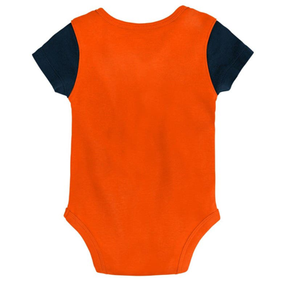 Shop Outerstuff Newborn & Infant Orange/navy Denver Broncos Little Champ Three-piece Bodysuit Bib & Booties Set
