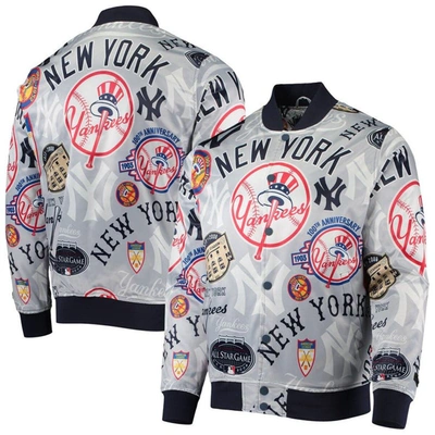 Shop Pro Standard Gray New York Yankees Allover Print Satin Full-snap Jacket
