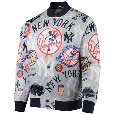 Shop Pro Standard Gray New York Yankees Allover Print Satin Full-snap Jacket