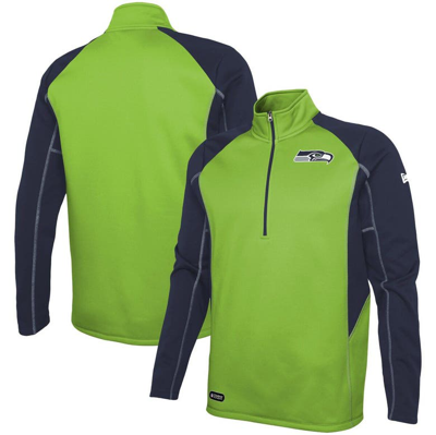 Shop New Era Neon Green Seattle Seahawks Combine Authentic Two-a-days Half-zip Jacket