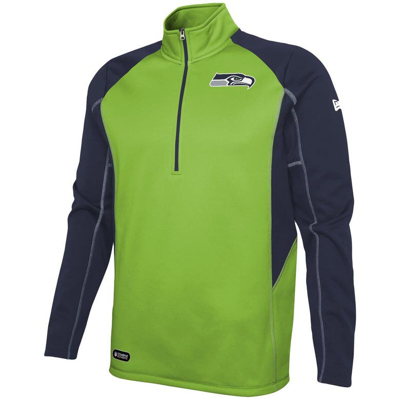 Shop New Era Neon Green Seattle Seahawks Combine Authentic Two-a-days Half-zip Jacket