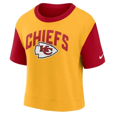 Shop Nike Red/gold Kansas City Chiefs High Hip Fashion T-shirt