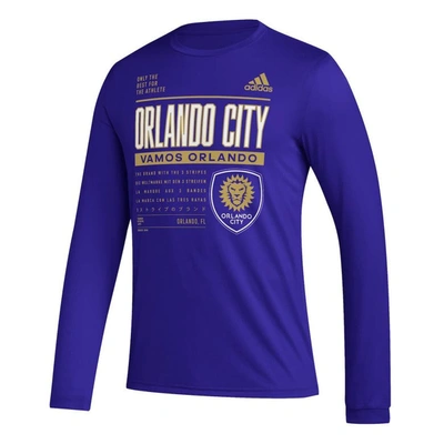 Shop Adidas Originals Adidas Purple Orlando City Sc Club Dna Long Sleeve Aeroready T-shirt