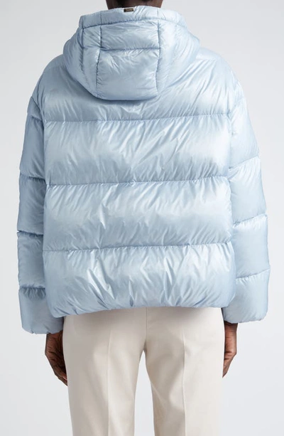 Shop Herno Wide Channel Quilted Ultralight Hooded Down Bomber Jacket In Light Blue