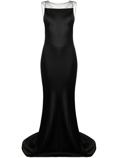 Shop Maison Margiela Long Satin Mermaid Dress In Black