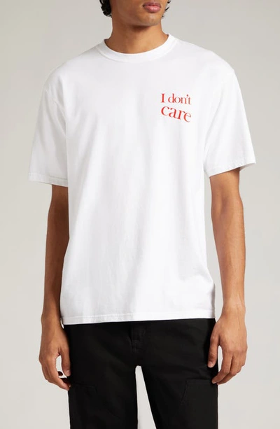 Shop Undercover I Don't Care Cotton Graphic T-shirt In White