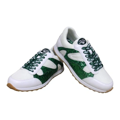 Shop Cuce White New York Jets Glitter Sneakers