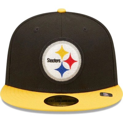 Shop New Era Black/gold Pittsburgh Steelers Super Bowl Xliii Letterman 59fifty Fitted Hat