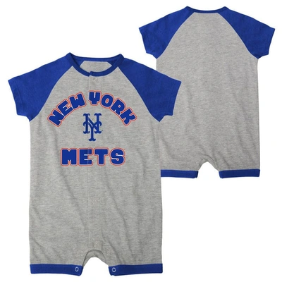 Shop Outerstuff Newborn & Infant Heather Gray New York Mets Extra Base Hit Raglan Full-snap Romper