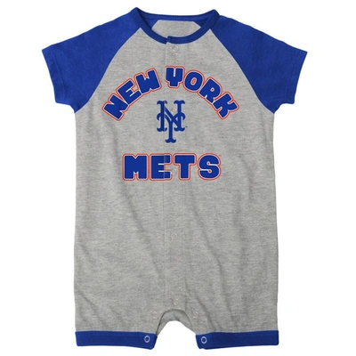 Shop Outerstuff Newborn & Infant Heather Gray New York Mets Extra Base Hit Raglan Full-snap Romper