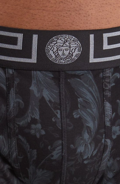 Shop Versace Barocco Boxer Briefs In 5b050 Black Grey