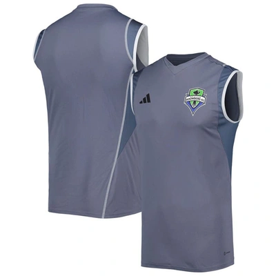 Shop Adidas Originals Adidas Gray Seattle Sounders Fc 2023 On-field Sleeveless Training Jersey