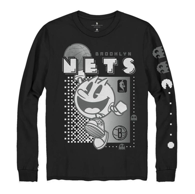 Shop Junk Food Black Brooklyn Nets Pac Man Fast Break Long Sleeve T-shirt