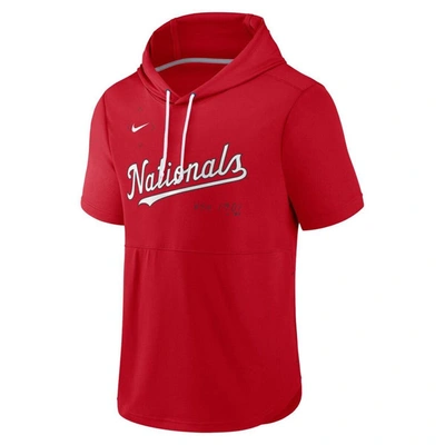 Shop Nike Red Washington Nationals Springer Short Sleeve Team Pullover Hoodie