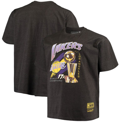Shop Mitchell & Ness Heathered Charcoal Los Angeles Lakers Big & Tall 17x Trophy T-shirt In Heather Charcoal