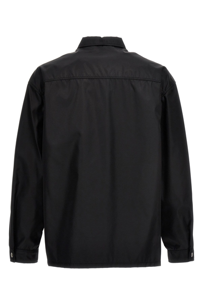 Shop Prada Men Re-nylon Logo Shirt In Black