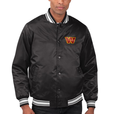 Starter Black Washington Commanders Locker Room Satin Varsity Full-snap Jacket In Black