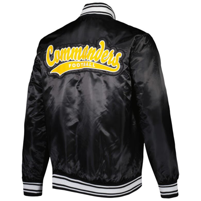 Starter Black Washington Commanders Locker Room Satin Varsity Full-snap Jacket In Black