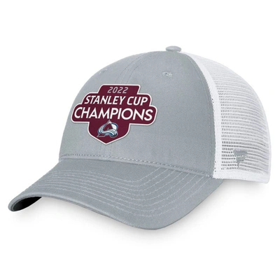 Shop Fanatics Branded Gray/white Colorado Avalanche 2022 Stanley Cup Champions Locker Room Trucker Adjust