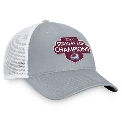 Shop Fanatics Branded Gray/white Colorado Avalanche 2022 Stanley Cup Champions Locker Room Trucker Adjust