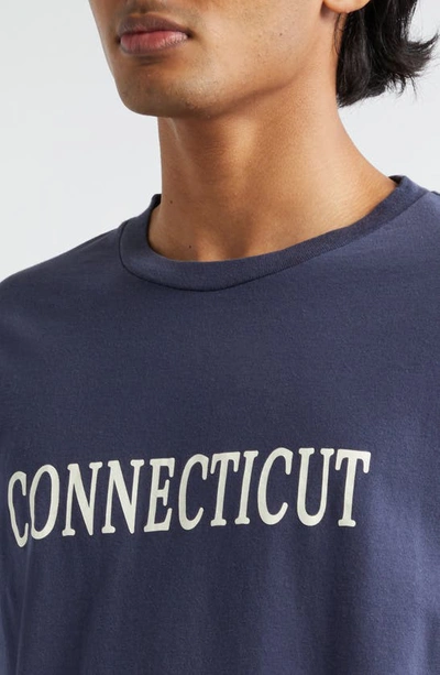Shop Bode Connecticut Cotton Graphic T-shirt In Navy