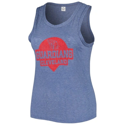Soft As A Grape Navy Cleveland Guardians Plus Size High Neck Tri-blend Tank Top In Navy