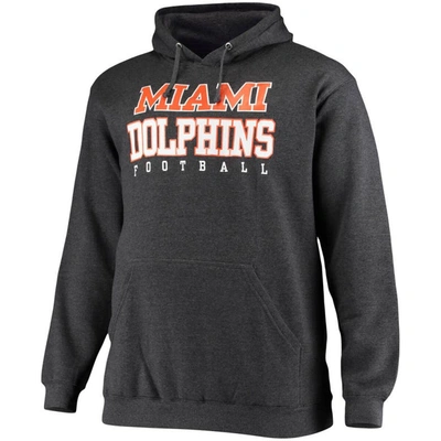 Shop Fanatics Branded Heathered Charcoal Miami Dolphins Big & Tall Practice Pullover Hoodie In Heather Charcoal