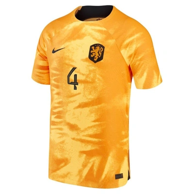 Shop Nike Virgil Van Dijk Orange Netherlands National Team 2022/23 Home Vapor Match Authentic Player Jers