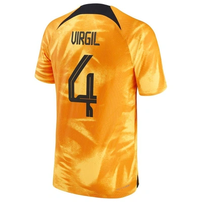 Shop Nike Virgil Van Dijk Orange Netherlands National Team 2022/23 Home Vapor Match Authentic Player Jers