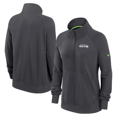 Shop Nike Charcoal Seattle Seahawks Premium Raglan Performance Half-zip Sweatshirt