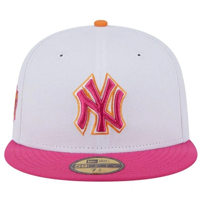 Shop New Era White/pink New York Yankees Old Yankee Stadium 59fifty Fitted Hat