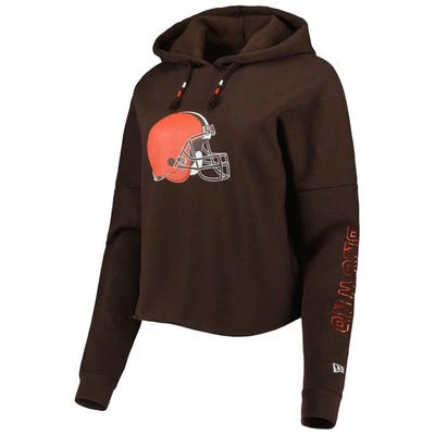 Shop New Era Brown Cleveland Browns Foil Sleeve Pullover Hoodie