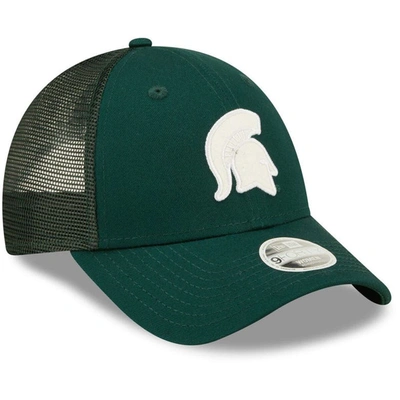 Shop New Era Green Michigan State Spartans 9forty Logo Spark Trucker Snapback Hat