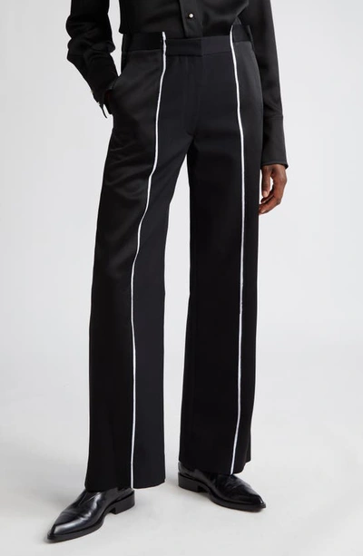 Shop Victoria Beckham Deconstructed Straight Leg Crepe Back Satin Trousers In Black