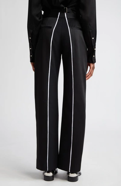 Shop Victoria Beckham Deconstructed Straight Leg Crepe Back Satin Trousers In Black