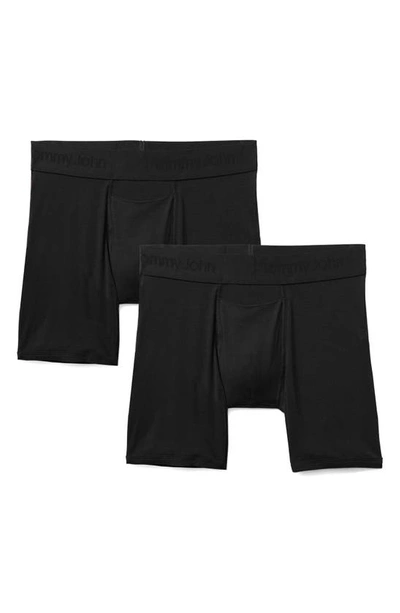 Shop Tommy John 2-pack Second Skin 6-inch Boxer Briefs In Black/ Black