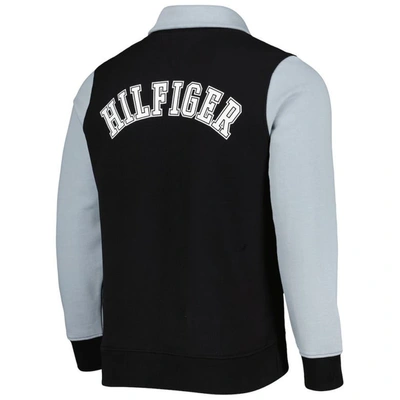 Shop Tommy Hilfiger Black/silver Las Vegas Raiders Aiden Quarter-zip Sweatshirt