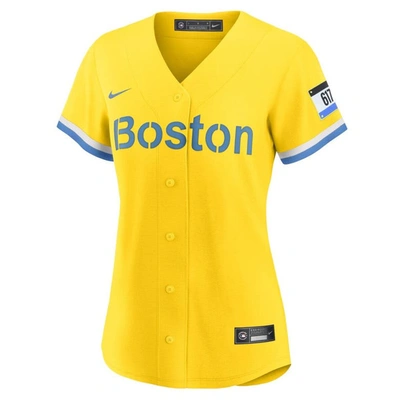 Shop Nike Gold/light Blue Boston Red Sox City Connect Replica Jersey